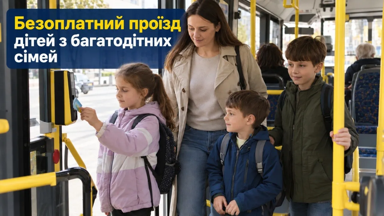 Безоплатний проїзд для дітей із багатодітних сімей